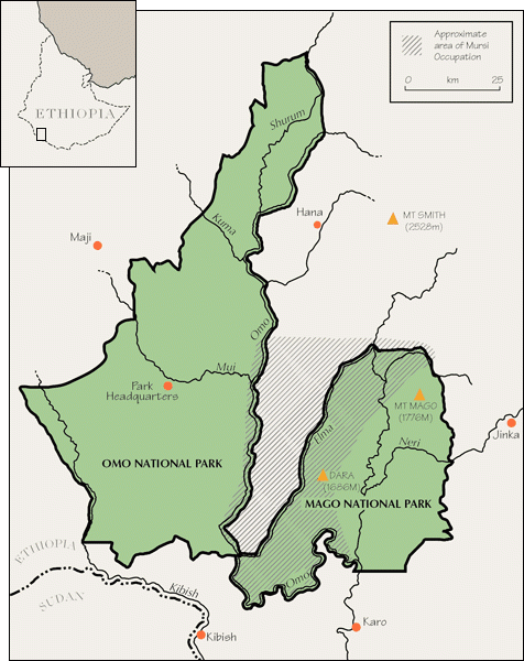 mappa omo e mago national park by Oxford University, da sito Mursi Online